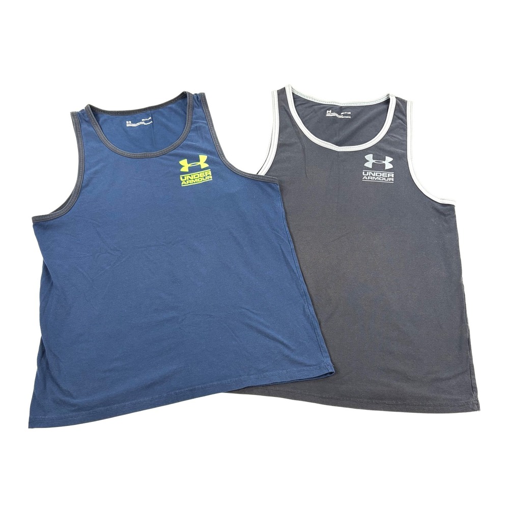 Under Armour HeatGear Tank Top Men's Small Blue Black Lot of 2 Gym Workout
